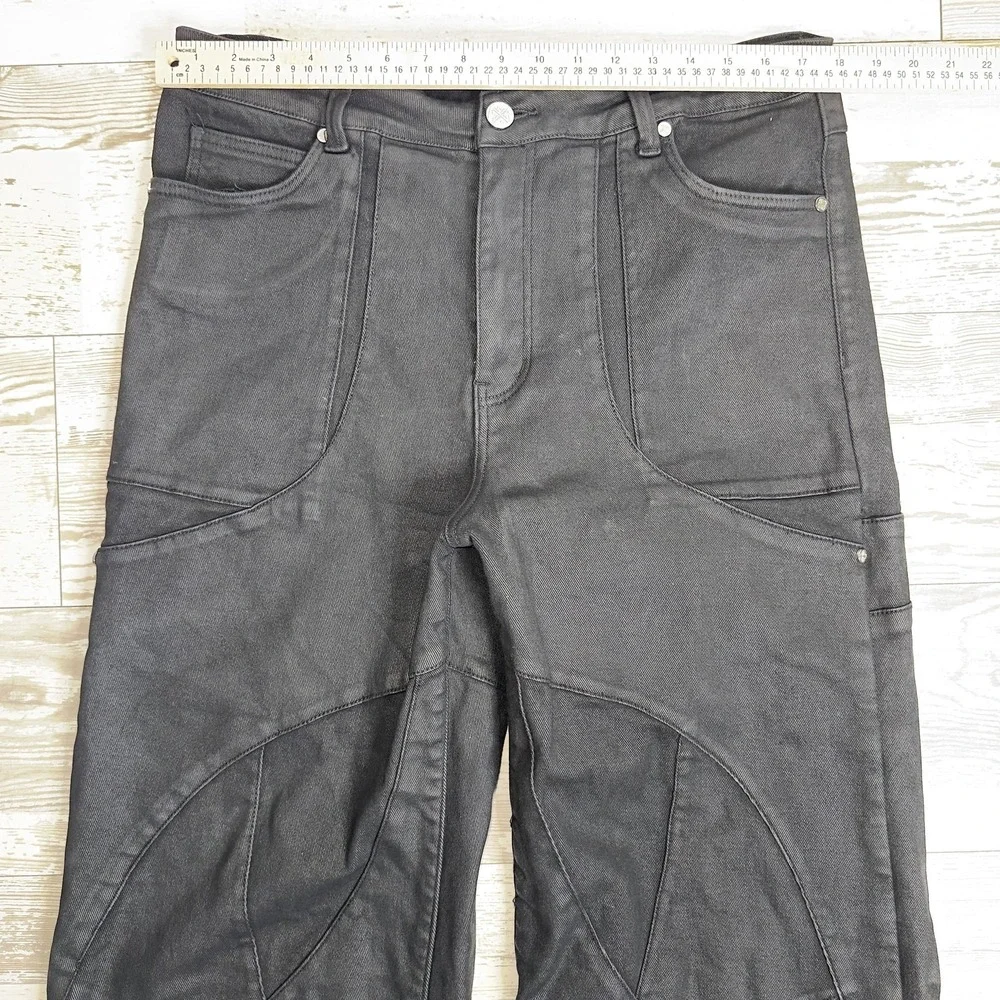 Guapi Jeans Mens 36x32 Black Wide Leg Relaxed Fit Charcoal Denim Stretch Pants